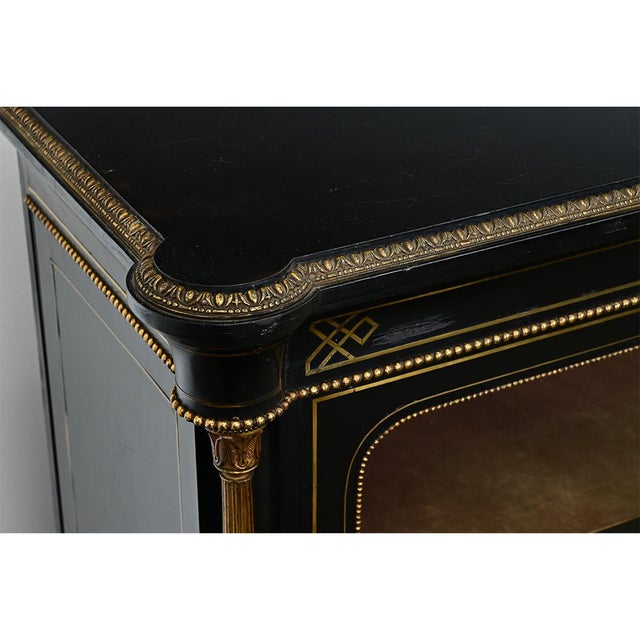 Wood French 19th Century Ebonized Bibliotheque For Sale - Image 7 of 12
