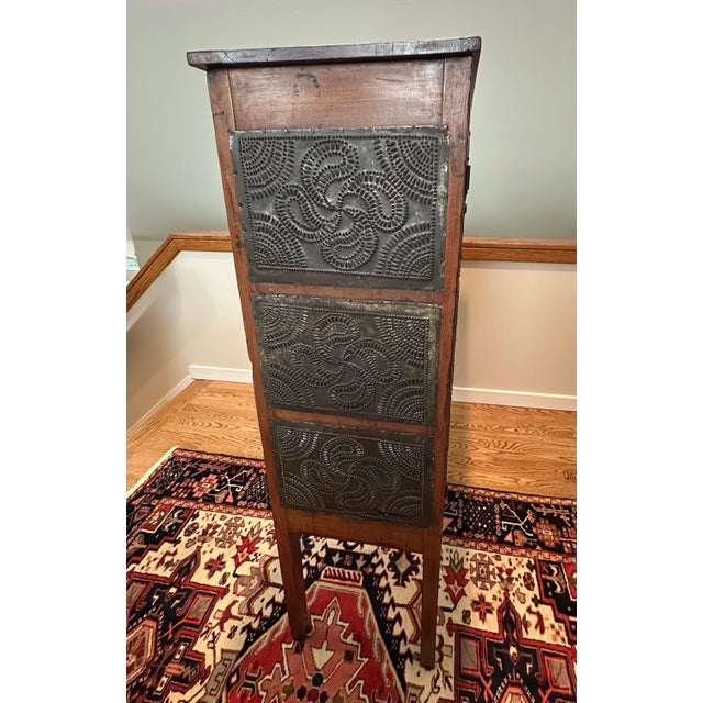 Antique Cherry Wood Pie Safe With 12 Punched Tins For Sale - Image 4 of 11