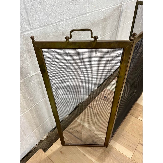 Brass 3 Panel Folding Fire Screen Mesh Insert For Sale - Image 9 of 10
