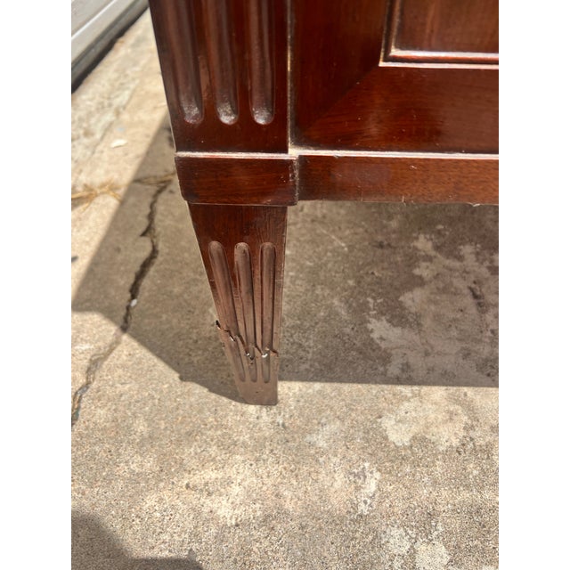 French French 19th Century Louis XVI Walnut Carrara Marble Top Chest of Drawers For Sale - Image 3 of 12