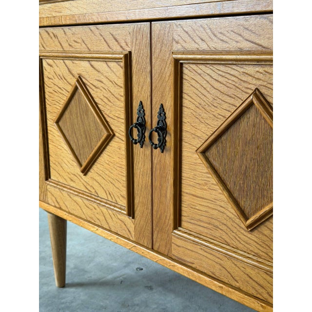 Oak Storage Cabinet With Doors Swedish Mid-Century Modern 1960s For Sale - Image 9 of 12