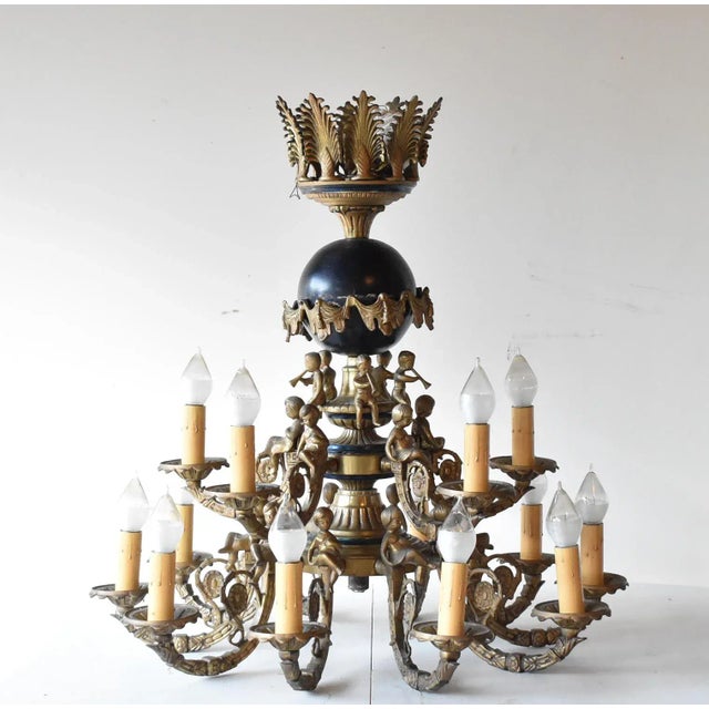 Figurative Antique French Empire Napoleon III Bronze Ormolu Chandelier For Sale - Image 3 of 13