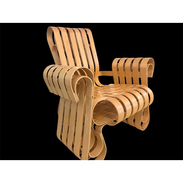 Vintage 1993 Frank Gehry for Knoll Power Play Woven Lounge Chair and Ottoman For Sale - Image 10 of 18