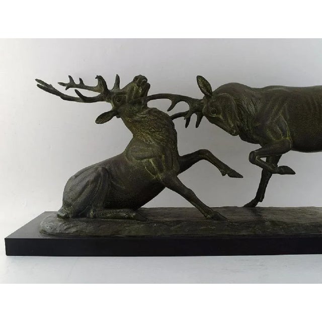 Metal Fighting Deer Colossal Sculpture by Irénée Rochard, France For Sale - Image 7 of 11