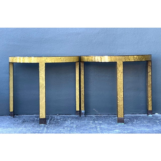 Vintage Boho Faux Finished Demilune Tables - A Pair For Sale In West Palm - Image 6 of 12