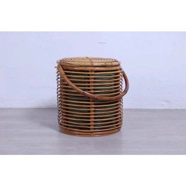 Bamboo and Wicker Basket, Italy, 1960s For Sale - Image 4 of 17
