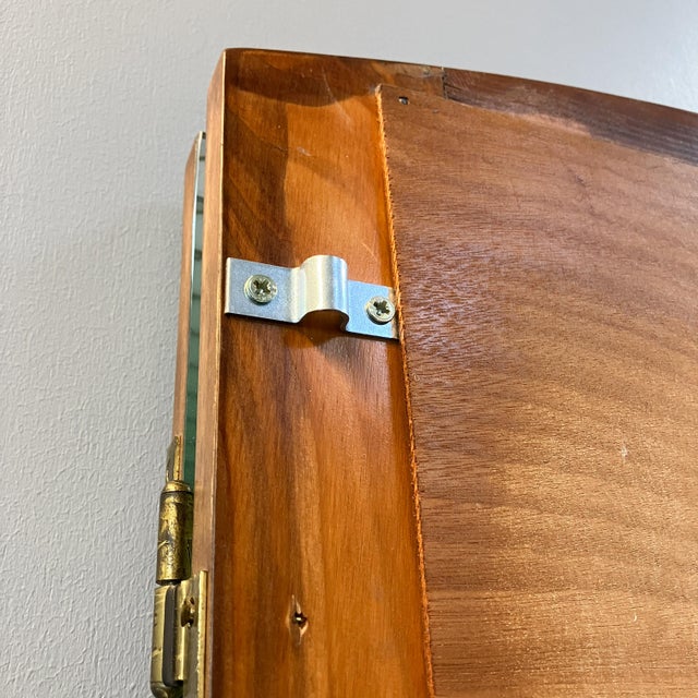 Wood Vintage Wall Mirror with Swivel Wings by Unionsglas, 1950s For Sale - Image 7 of 8