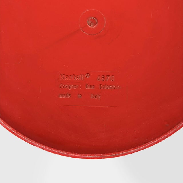 Red Italian Wastepaper Basket Model 4670 by Gino Colombini for Kartell, 1970s For Sale - Image 8 of 9