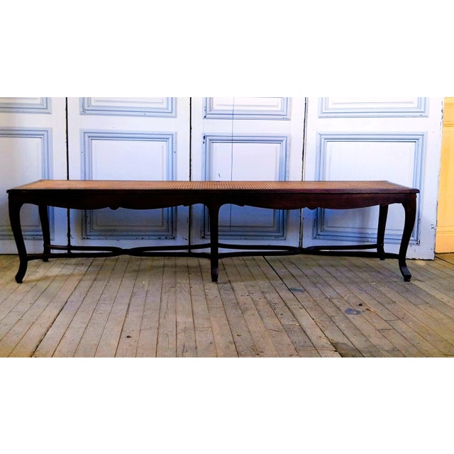 Wood Louis XV Style Bench with Cross-Braced Design, 1890s For Sale - Image 7 of 17
