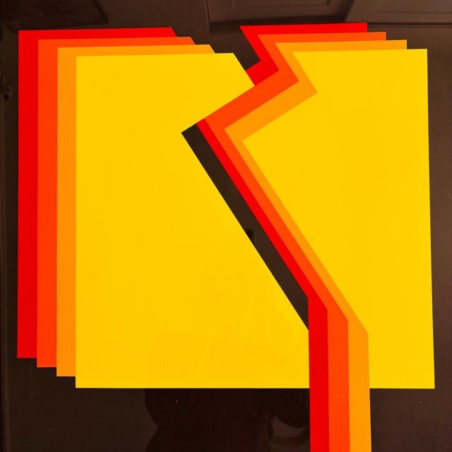 Mid-Century Modern 1970s Geometric Abstract Serigraph by Frank Rowland, Titled "Fanfare" For Sale - Image 3 of 12