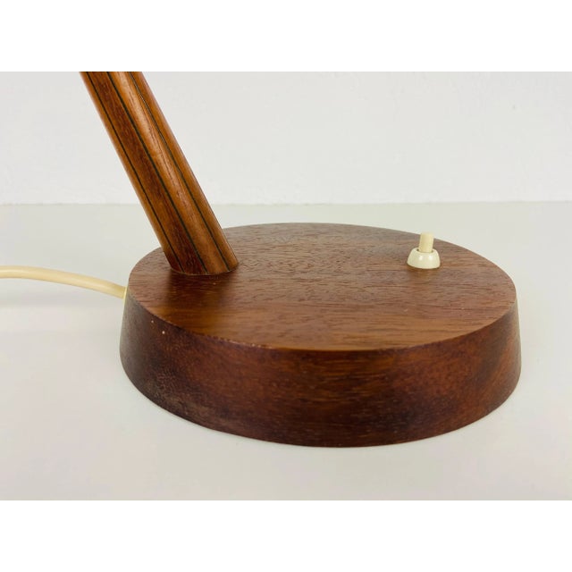 Yellow Mid-Century Teak and Rattan Table Lamp from Temde, 1970s For Sale - Image 8 of 14