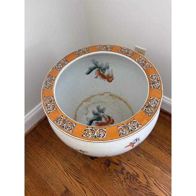 Vintage Mid-20th Century Large Chinese Ceramic Fish Bowl Planter For Sale - Image 10 of 15
