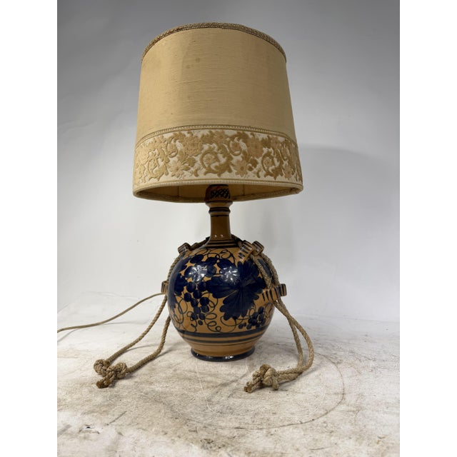 Textile Hand-Painted Terracotta Table Lamp, Italy, 1960s For Sale - Image 7 of 12