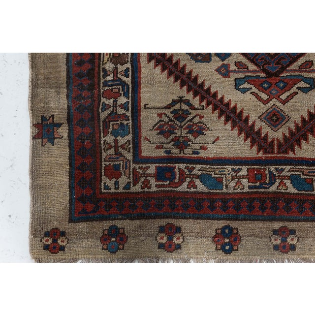 Beige Authentic Persian Handmade Wool Runner For Sale - Image 8 of 8