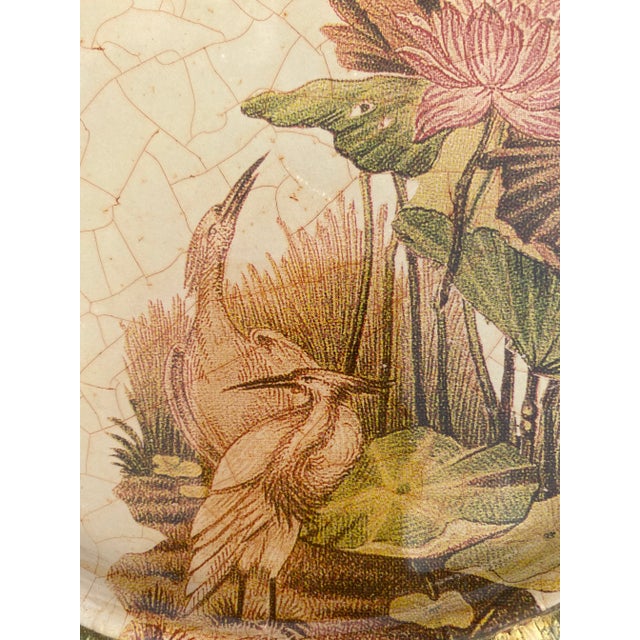 Vintage Lesley Roy Hand Made Decorator Reverse Painted Glass Plate For Sale In Philadelphia - Image 6 of 12