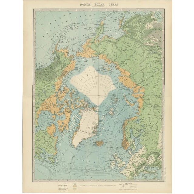 Vintage North Polar Chart, 1903, Paper For Sale