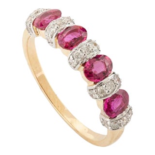 Alternate Ruby Diamond 18k Band Ring Size 7 (All Sizes Available) For Sale