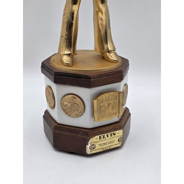 1970s Rare Empty New McCormick Elvis Presley 50th Birthday XL 18" Decanter Music Box For Sale - Image 11 of 18