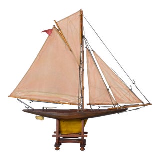 Circa 1910 English Pond Boat With Planked Deck and Carved Hull For Sale