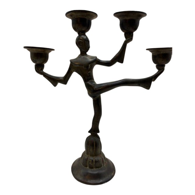 1920's Albert Gustau Bunge Seville Art Metal Studio Candelabra For Sale