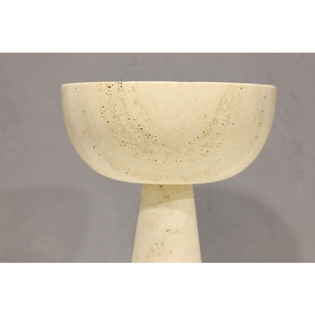 This exquisite Very Large Travertine Footed Bowl from the 1970s is a remarkable addition to any mid century modern...