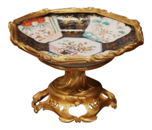 19th Century Japanese Painted Imari Shall Bowl With Bronze Dore Base and Mounts