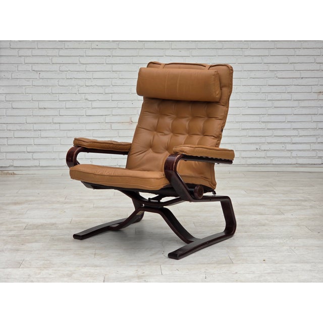 Norwegian Leather and Bentwood Adjustable Lounge Chair, 1970s For Sale - Image 17 of 18