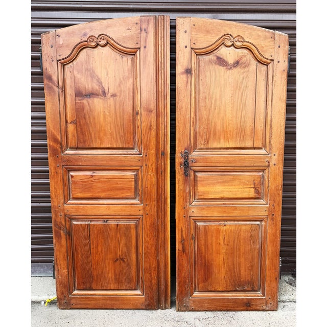 18th C Antique French Pine Armoire Doors - A Pair For Sale - Image 13 of 13