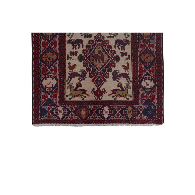 Mid-Century Modern Vintage Animal Pattern Soumac Kilim Rug 3'5'' X 4'7'' For Sale - Image 3 of 10