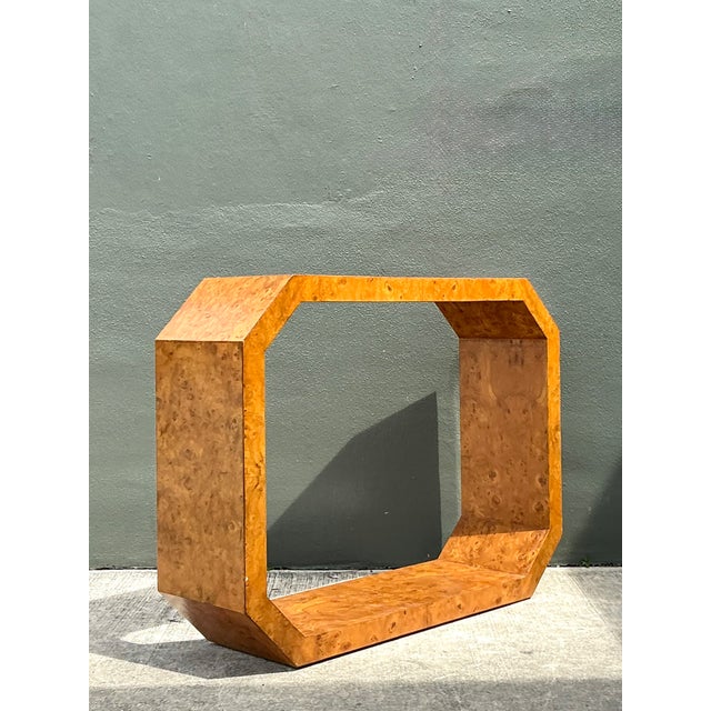 Vintage Burl Wood Console Table For Sale - Image 4 of 13