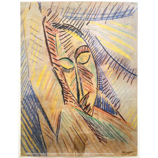 Pablo Picasso Vintage 1987 Modernist Lithograph Print Paris Museum Poster " Tete De Femme " 1907 For Sale - Image 11 of 12