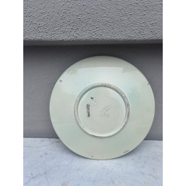 German Majolica Stork Plate, Circa 1900 For Sale - Image 4 of 4