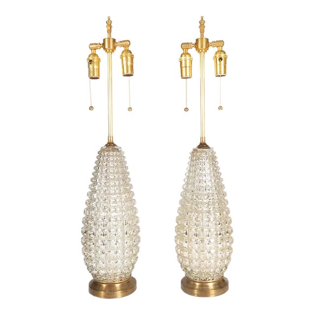 1970s Faceted Mercury Glass Table Lamps - a Pair For Sale