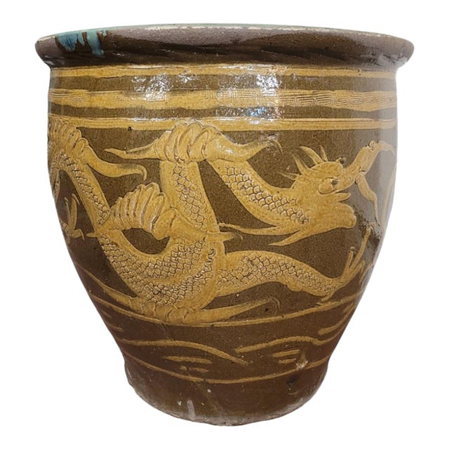 Vintage Ceramic Chinese Dragon Planter For Sale