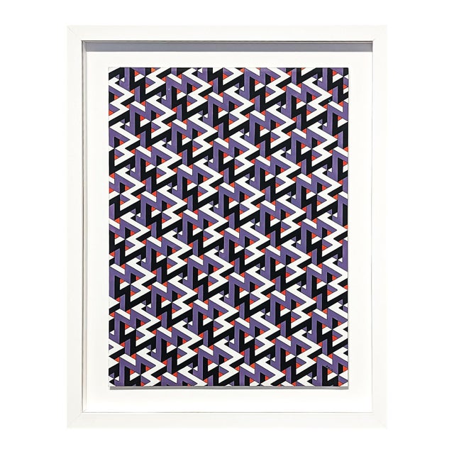 Hand drawn op art painting by contemporary artist Austin Magruder. The work features abstract, geometric tessellations...