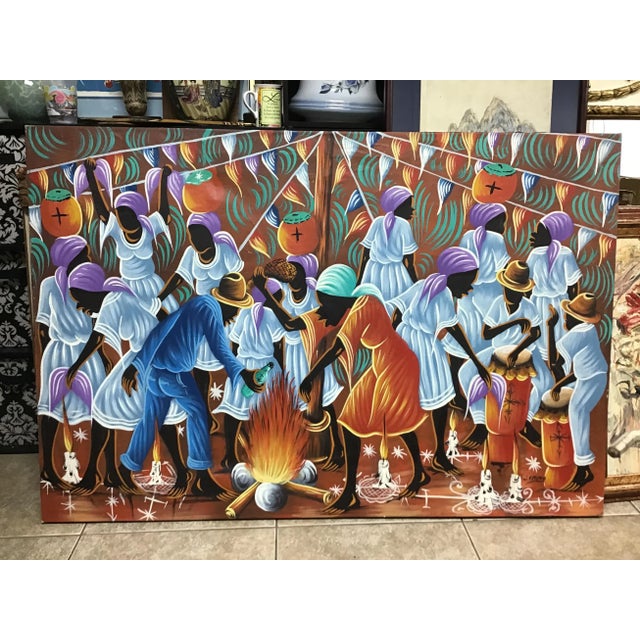 Large Vintage Haitian Painting For Sale - Image 11 of 11