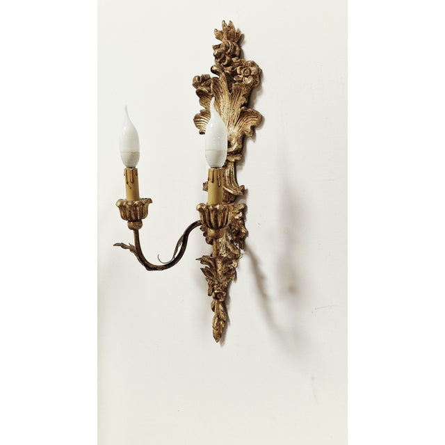 Hand-Carved Wood Wall Lamps, 1890s, Set of 2 For Sale - Image 5 of 13
