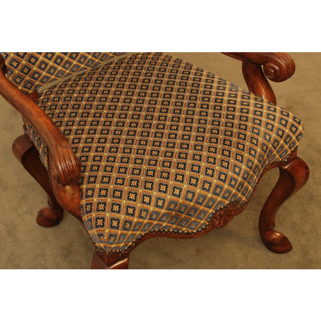 Blue Italian Hoof Foot Upholstered Armchair For Sale - Image 8 of 13