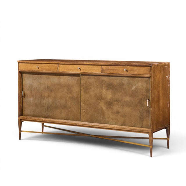 Mid-Century Modern Paul McCobb for Calvin Mid Century Mahogany and Brass Credenza For Sale - Image 3 of 11