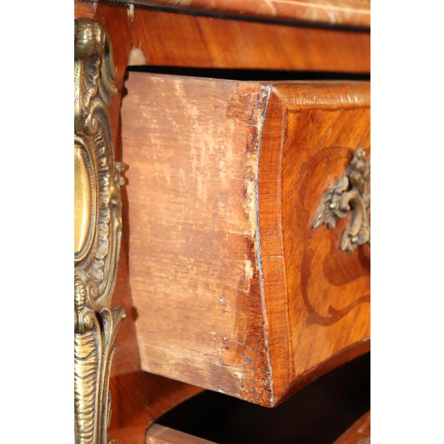 Wood Quality Three Drawer French Louis XV Marble Top Commode For Sale - Image 7 of 12