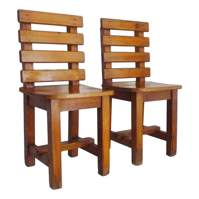 Vintage Oak Chairs, 1970s, Set of 2 For Sale