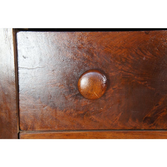 Antique Victorian Crotch Walnut Chest Drawers Stepback Dresser Wishbone Mirror For Sale - Image 13 of 18