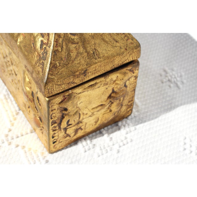 1970s Casket or Reproduction Reliquary Box in Gilded Ceramic For Sale - Image 6 of 12