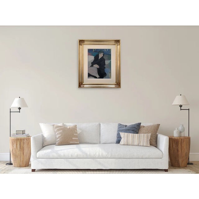 Contemporary Bruno Paoli "Miriam" Original Italian Modern Figurative Portrait, 20th Century Florence Italy Fine Art Painting, Oil on Canvas, 30.5x20" For Sale - Image 3 of 9