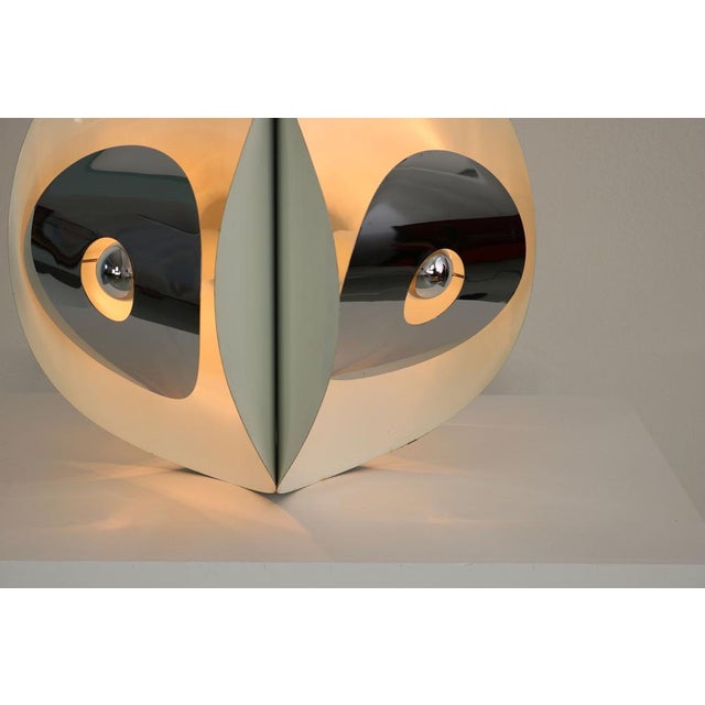 Italian Space Age Hanging Lamp Amp with White Painted Metal & Chrome Shields, 1970s For Sale - Image 18 of 18