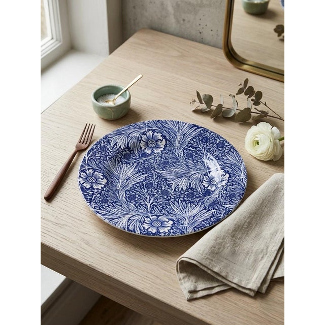 Blue William Morris "Marigold" Blue and White Ceramic Plate by Goodies For Sale - Image 8 of 8