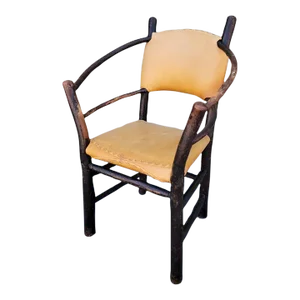 Old Hickory Barrel Back Leather Arm Chair