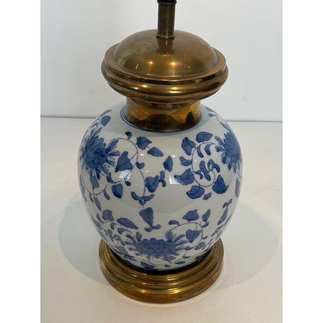 White Late 20th Century Chinoiserie Porcelain and Brass Table Lamps a Pair For Sale - Image 8 of 12