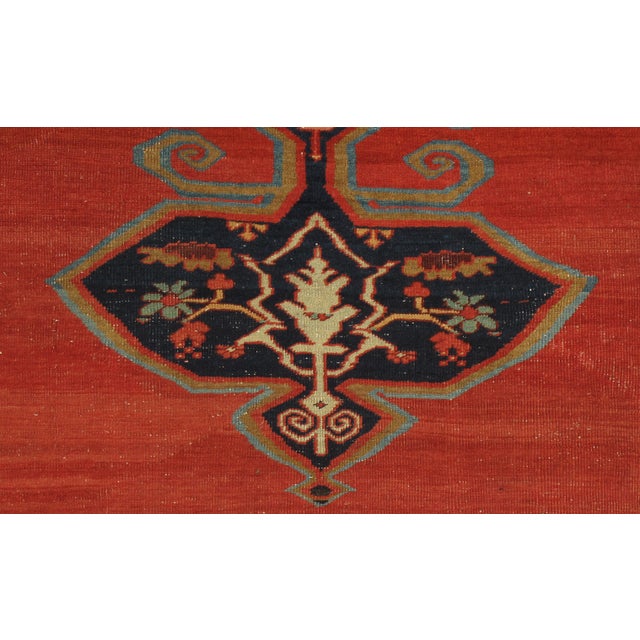 Late 19th Century Antique Bakshaish Carpet, Oriental Persian Handmade in Ivory, Blue and Red For Sale - Image 5 of 18
