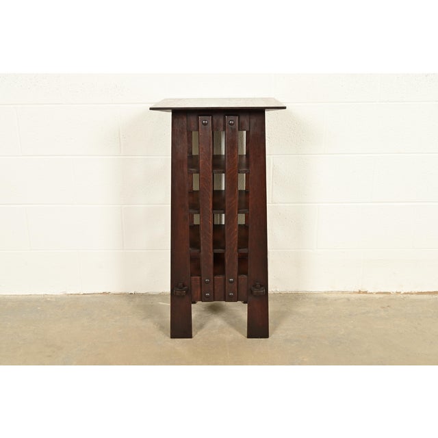 Stickley Brothers Style Antique Mission Oak Arts & Crafts Bookstand or Magazine Rack, Newly Refinished For Sale - Image 10 of 12